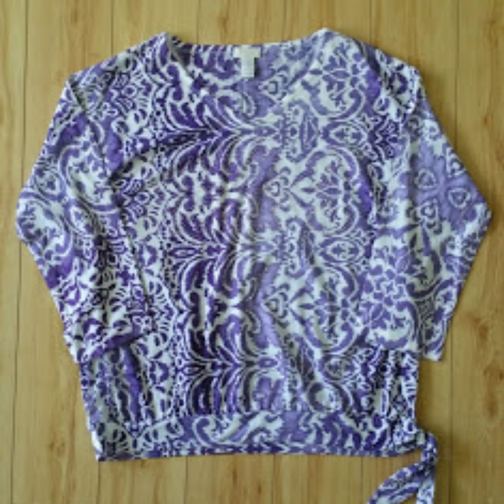 Chico's Animal Print Blouse Purple White